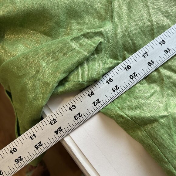 Linear Womens Lime Green Cardigan Linen Blend Jacket 2X India Open Front Pockets - Picture 6 of 10